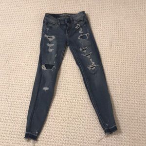 American Eagle medium wash ripped jeans